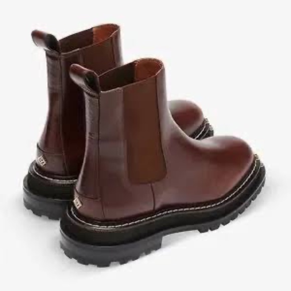 SANDRO Noha Leather Chelsea Boots Notched Gold size 38 39 7.5 - Picture 2 of 16